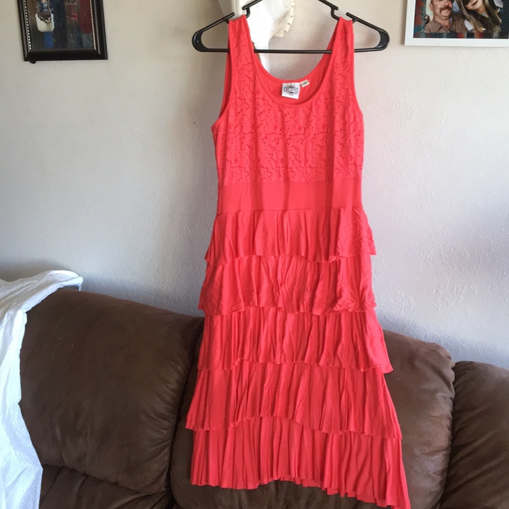 Rods Western Wear coral dress with lace accent
